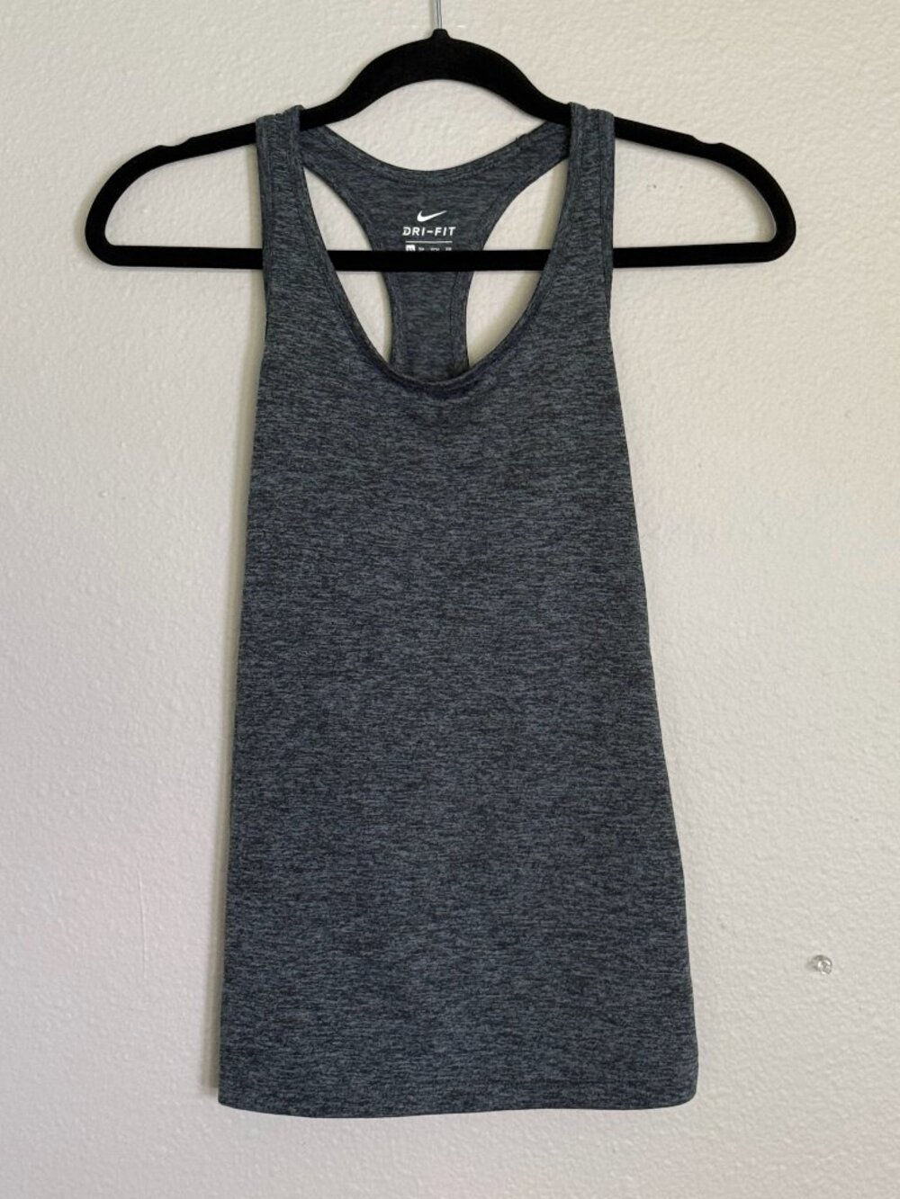 Nike Womens Dri-FIT Training Tank Gray Heather Mesh Back Workout Shirt Size XS